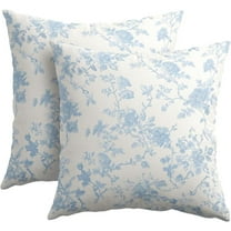 Baby Blue Floral Pillow Covers 20x20 Inch Set of 2 Blue and Cream Chinoiserie Flower Outdoor Decorative Throw Pillows Vintage Rustic Toile Pillowcases Cushion Covers for Couch Home Decor