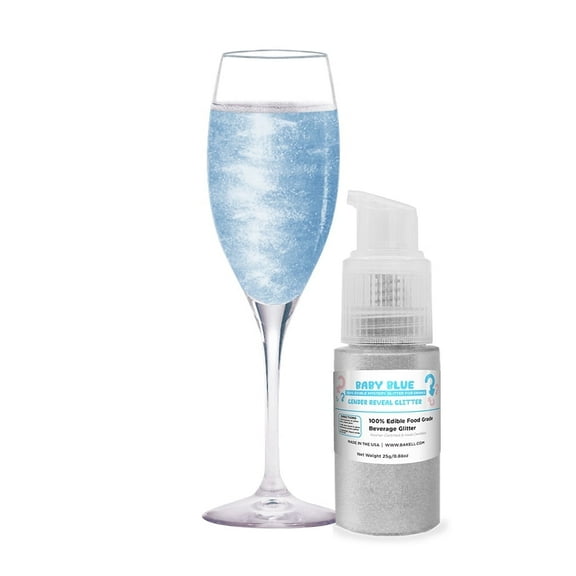 Brew Glitter - Baby Blue Gender Reveal Color Changing Edible Drink Glitter - 25g, 1x Pump