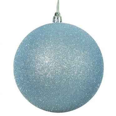 Baby Blue Glitter Drilled Cap Ball Ornament&#44; 8 in.