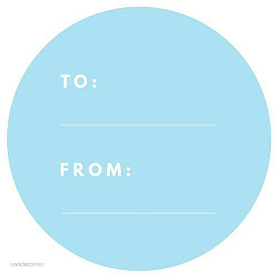 Baby Blue Modern To/From Circle Gift Labels, 40-Pack
