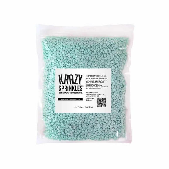 Baby Blue Pearl Confetti Sprinkles (1 pound) Candy Decor for Cakes, Ice Cream & Cookies by Krazy Sprinkles