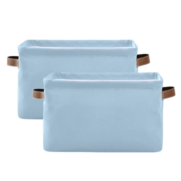 Baby Blue Storage Bins with Handle Fabric Organizer Basket Foldable Box 2 Pack 14.2x10.2x8.3