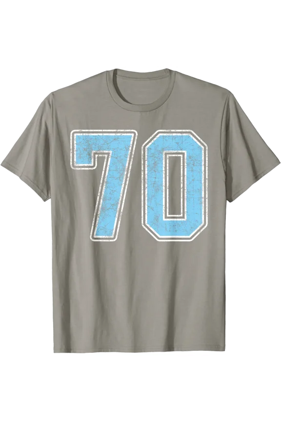 Baby Blue White Number 70 Player Uniform #70 T-Shirt
