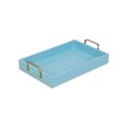 thumbnail image 1 of Baby Blue Wood Tray with Side Gold Handles, 1 of 7