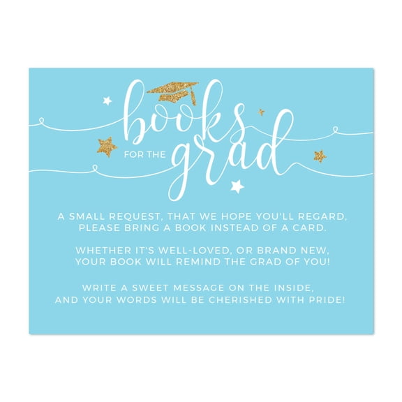 Koyal Wholesale Baby Blue and Gold Graduation Party Books for Grad Request Cards, 20-Pack, Games