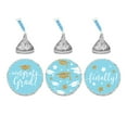 thumbnail image 1 of Baby Blue and Gold Glittering Graduation Party, Chocolate Drop Stickers Trio, 216-Pack, 1 of 1