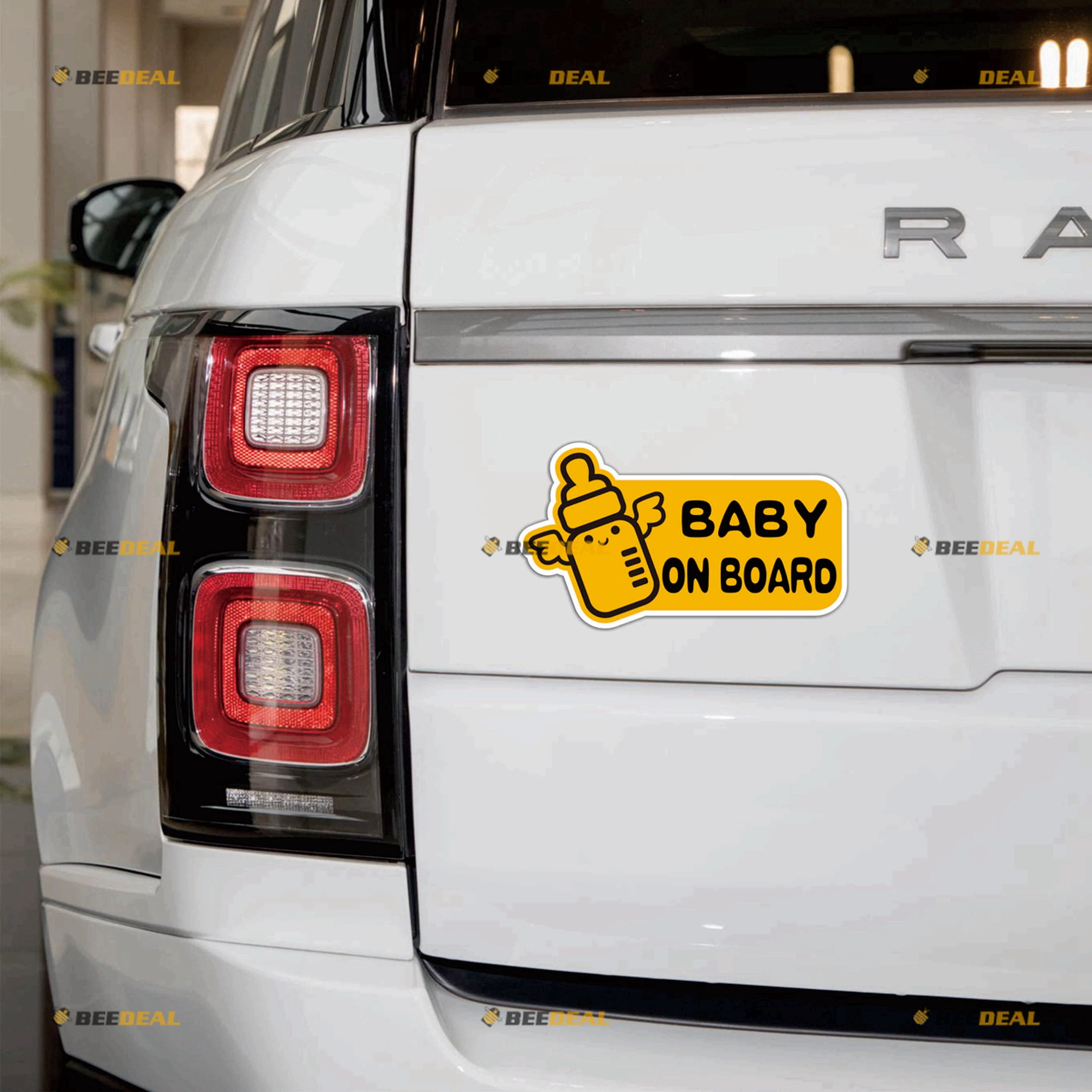 Baby on Board Car Magnet Cartoon Cute Angel Wings Flying Bottle ...