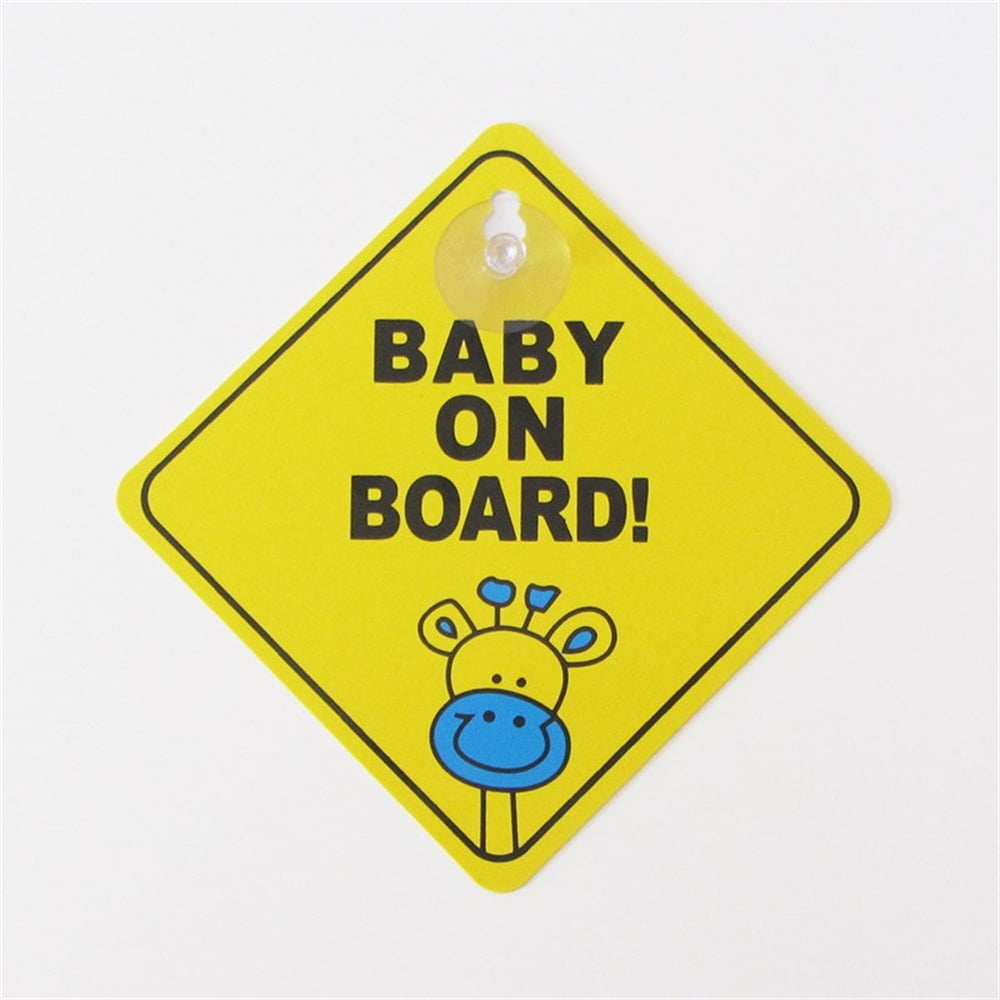 Baby on Board Sticker for Cars,Baby in Car Sticker with Suction Cups,Reusable Car Sticker for Child Safety Signs,Waterproof Warning Sticker,1 Pcs,Yellow,Giraffe