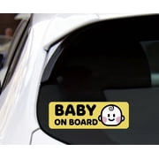 Baby on Board Sticker for Cars - Cute Baby Boy Design - 7.5" High Visibility Yellow Safety Sign, Weatherproof Vinyl Decal, Kawaii Car Window Bumper Sticker for New Parents & Dads 7.5" x 3"