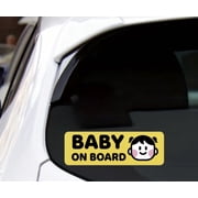 Baby on Board Sticker for Cars - Cute Baby Girl Design - 7.5" High Visibility Yellow Safety Sign, Weatherproof Vinyl Decal, Kawaii Car Window Bumper Sticker for New Parents & Moms