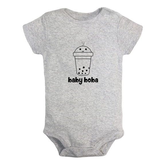 Baby Boba Funny Rompers For Babies, Newborn Baby Unisex Bodysuits, Infant Jumpsuits, Toddler 0-12 Months Kids One-Piece Oufits (Gray, 0-6 Months)