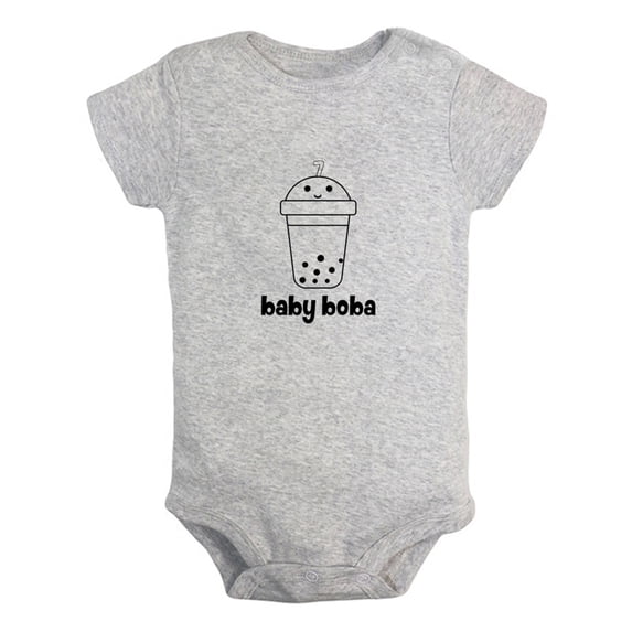 Baby Boba Funny Rompers For Babies, Newborn Baby Unisex Bodysuits, Infant Jumpsuits, Toddler 0-12 Months Kids One-Piece Oufits (Gray, 12-18 Months)