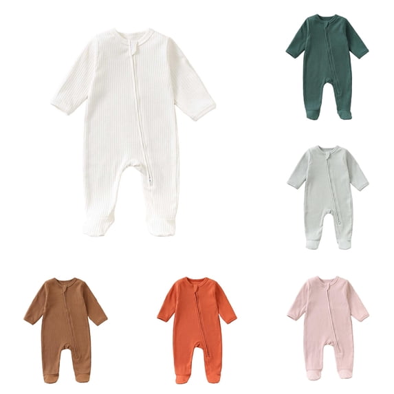 Baby Bodysuit Autumn Winter Baby Overall Long Sleeve Zipper Jumpsuit Clothes Cover Baby Pajamas 0 1 Year Footless Pajamas Boys 12-18 Months