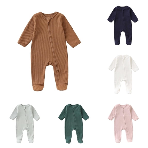 Baby Bodysuit Autumn Winter Baby Overall Long Sleeve Zipper Jumpsuit Clothes Cover Baby Pajamas 0 1 Year Footless Pajamas Boys 12-18 Months