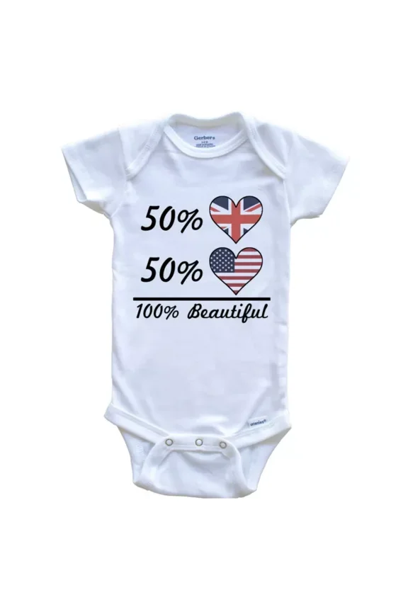 Baby Bodysuit BELLA CANVAS 50 British 50 American 100 Beautiful United Kingdom Baby Bodysuit