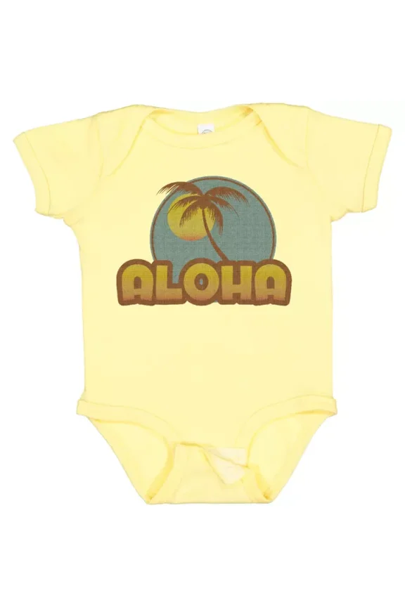 Baby Bodysuit BELLA CANVAS Aloha Palm Baby Bodysuit Hawaii Hula Island Mahalo Maui Tree Beach