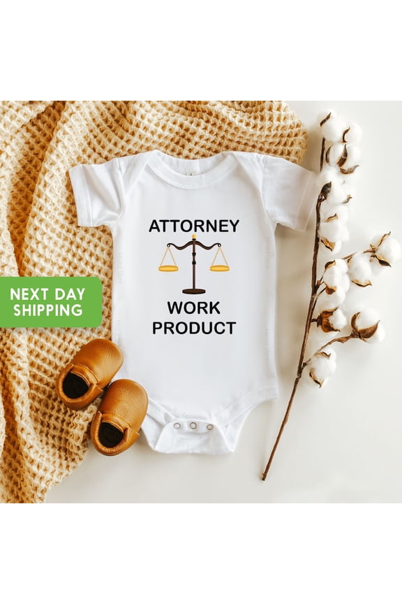 Baby Bodysuit BELLA CANVAS Attorney Work Product Onesie, Funny Lawyer Baby Bodysuit, Baby Shower Gift, Future Little Lawyer Shirt, Little Lawyer Onesie