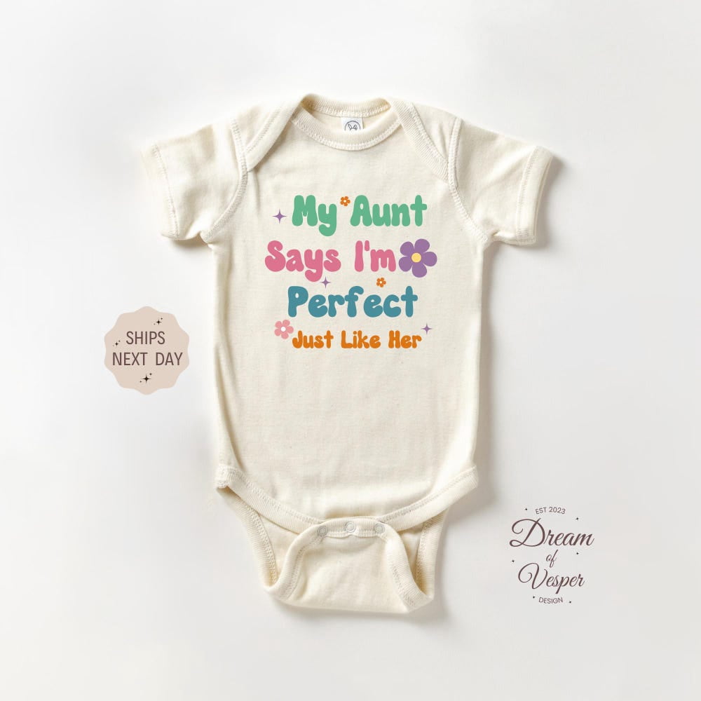 Auntie is my Bestie Organic Cotton Baby Bodysuit Short Sleeve main image 1