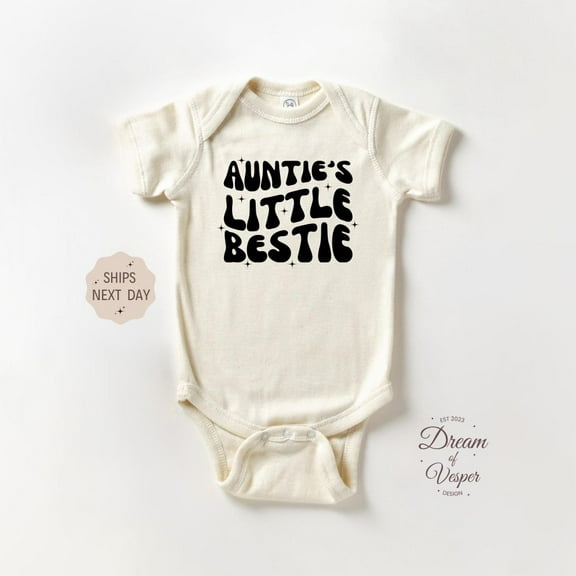 Baby Bodysuit BELLA CANVAS Auntie'S Little Bestie Onesie, Cute Gift From Aunt, Family Baby Bodysuit, I Love My Aunt Onesie, Retro Baby Onesie, Baby Shower Gift
