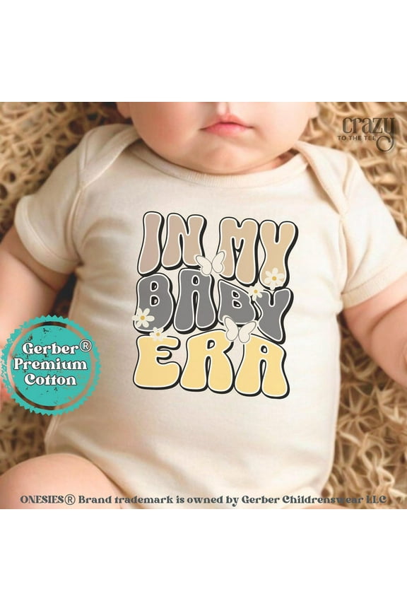 Baby Bodysuit BELLA CANVAS In My Baby Era Gerber Onesie Bodysuit, Funny Newborn Clothing, Cute Retro Baby Clothes - Natural Baby Bodysuit Retro Baby Clothes