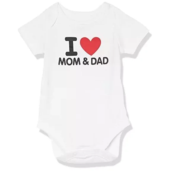 Baby Bodysuit BELLA CANVAS Baby Single Short Sleeve Bodysuits, I Heart Mom And Dad