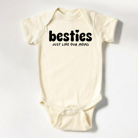 Baby Bodysuit BELLA CANVAS Besties Just Like Our Moms Onesie, New Bestie Baby Bodysuit, Gift For Best Friend Onesie, Future Best Friend Natural Onesie