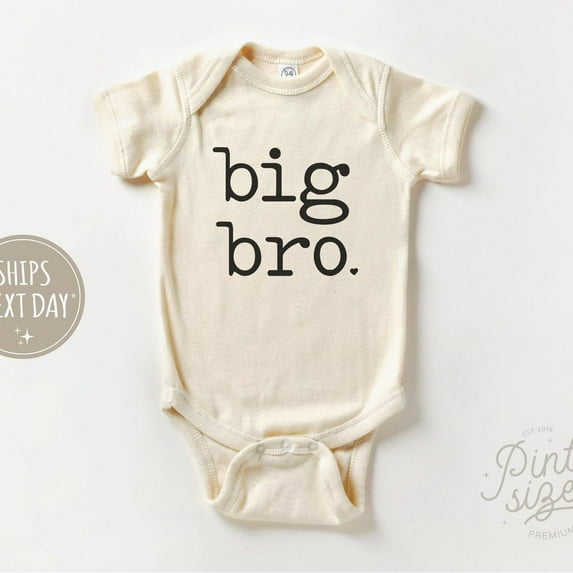 Baby Bodysuit BELLA CANVAS Big Bro Baby Onesie - Cute Vintage Bodysuit - Natural Big Brother Baby Onesie
