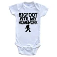 thumbnail image 1 of Baby Bodysuit BELLA CANVAS Bigfoot Ate My Homework Funny Sasquatch One Piece Baby Bodysuit, 1 of 3