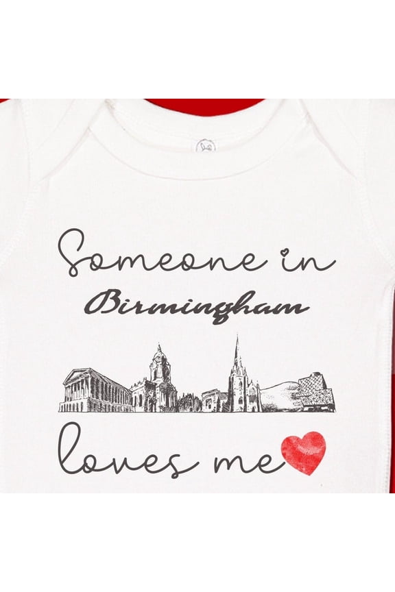 Baby Bodysuit BELLA CANVAS Birmingham England Baby Onesie, Someone Loves Me In Birmingham Bodysuit, Somebody Loves Me, Expat Present Pregnancy Reveal Uk Family Gift