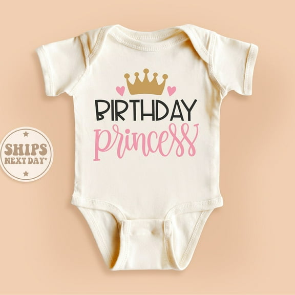 Baby Bodysuit BELLA CANVAS Birthday Princess Baby Onesie, Birthday Babe Bodysuit, Baby Girl Crown Onesie, Cute Natural Baby Gift