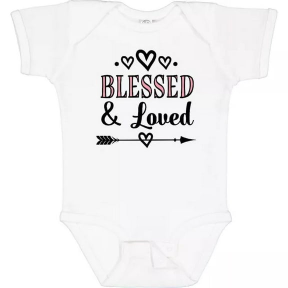 Baby Bodysuit BELLA CANVAS Blessed And Loved Baby Girl Baby Bodysuit Love Hearts Religious Cute