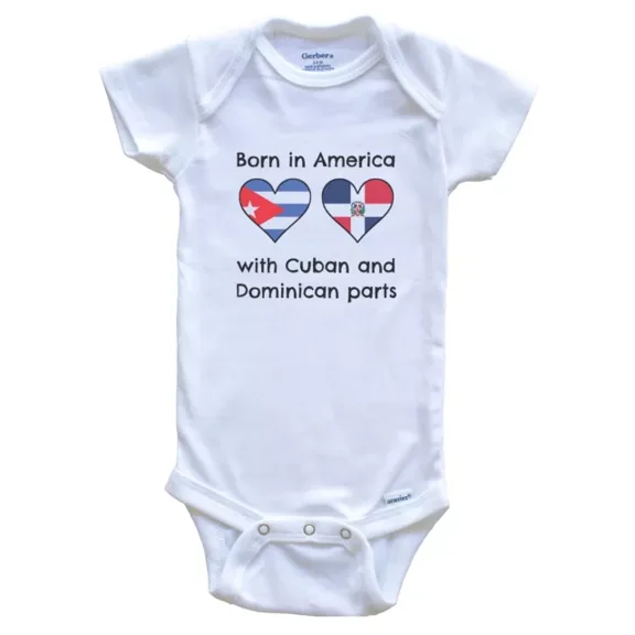 Baby Bodysuit BELLA CANVAS Born In America With Cuban And Dominican Parts Baby Bodysuit