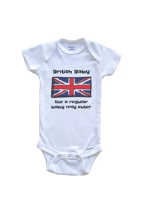 Baby Bodysuit BELLA CANVAS British Baby Like A Regular Baby Only Cuter Funny Uk Flag Baby Bodysuit