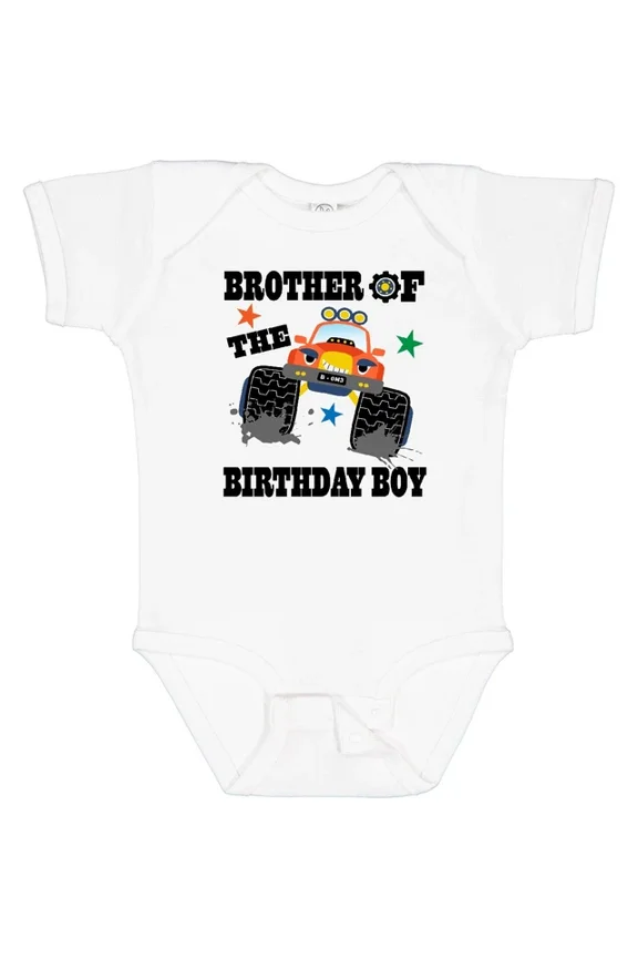 Baby Bodysuit BELLA CANVAS Brother Of The Birthday Boy Truck Infant Creeper Keepsake Idea Childs