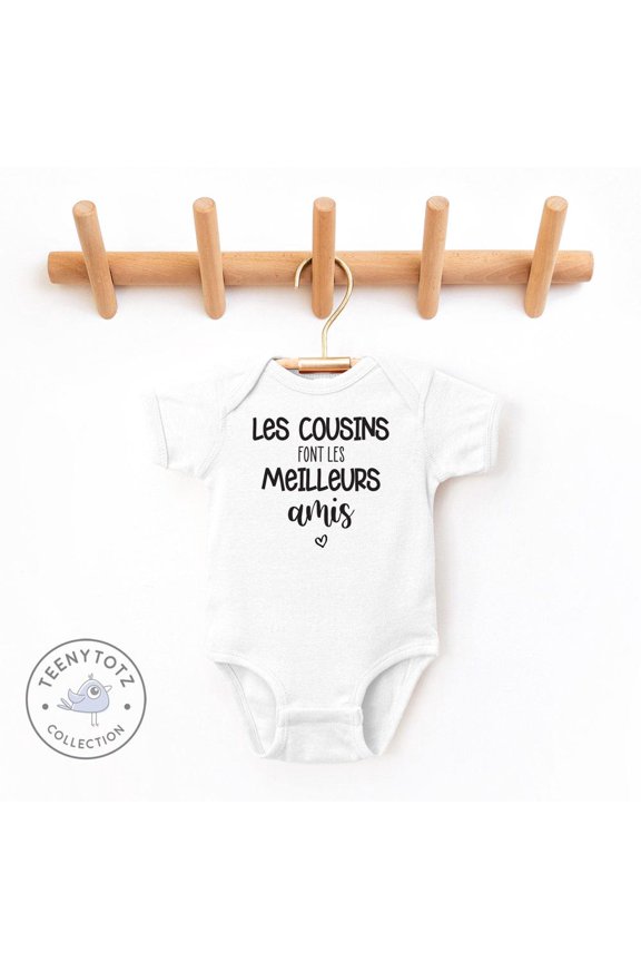 Baby Bodysuit BELLA CANVAS Cousins Make The Best Friends Bodysuit, French Baby Romper, Cute Cousin French Clothes, Baby Shower Gift