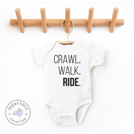 Baby Bodysuit BELLA CANVAS Crawl Walk Ride Baby Bodysuit, Funny Motorcycle Onesie, Biker Baby Outfit, New Dad Gift, Baby Shower Gift, Cute Baby Bodysuit
