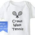 thumbnail image 1 of Baby Bodysuit BELLA CANVAS Crawl Walk Tennis, Tennis Onesie, Tennis Racket White Baby Shirt, Sports Baby, For The Future Tennis Player, Baby Boy Baby Girl Shower Gift, 1 of 3