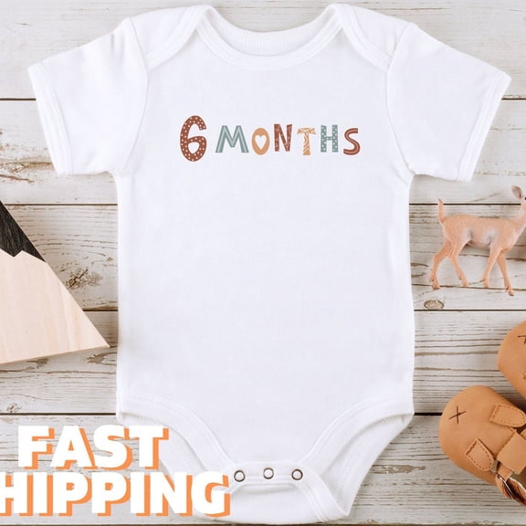 Baby Bodysuit BELLA CANVAS Cute Monthly Milestone Baby Onesiessix Months Milestone Onesie, Milestone Bodysuit For Baby, Milestone Baby Outfit, Baby Shower Gift