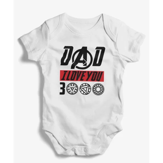 Baby Bodysuit BELLA CANVAS Dad I Love You 3000 Baby Grow, Iron-Man Bodysuit, New Dad Baby Clothes By Bhur