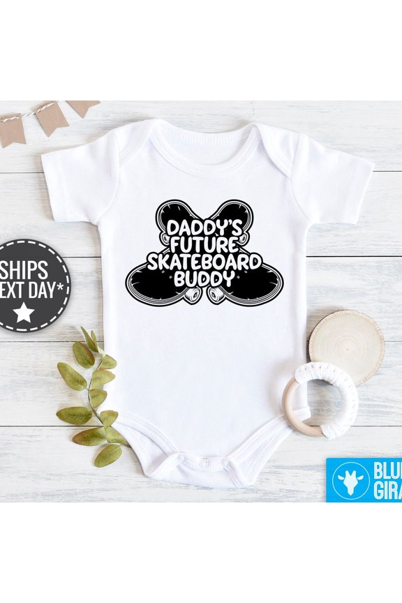 Baby Bodysuit BELLA CANVAS Daddy'S Little Skateboard Buddy Baby Onesie, Future Skater Baby Onesie, Cute Skateboard Onesie