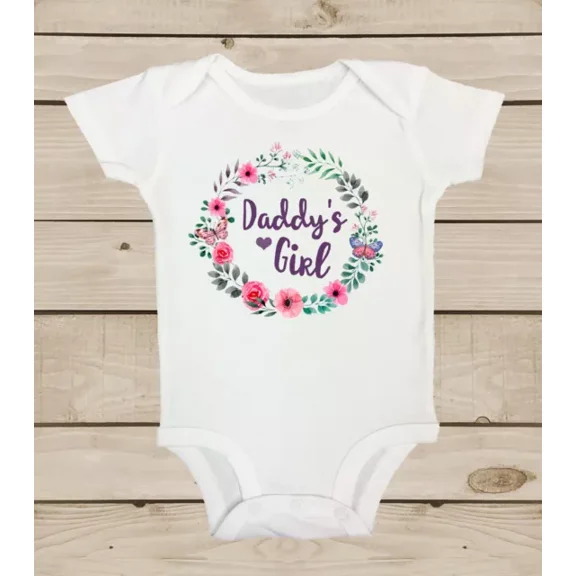 Baby Bodysuit BELLA CANVAS Daddys Girl Flowers Baby Newborn Bodysuit Little Girl Tshirt Daddy Girl Daughter