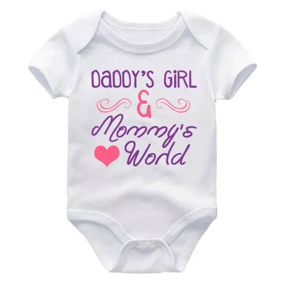 Baby Bodysuit BELLA CANVAS Daddys Girl &Mommys World Newborn Baby Infant Babyshower Gift Daughter Outfit