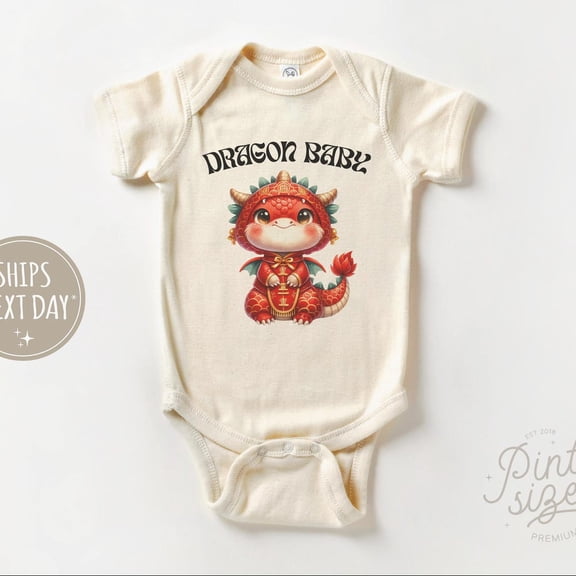 Baby Bodysuit BELLA CANVAS Dragon Baby Onesie - Cute Year Of The Dragon Bodysuit - Cute Dragon Baby Onesie