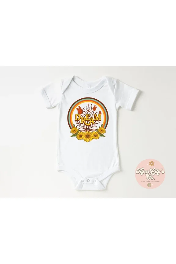 Baby Bodysuit BELLA CANVAS Dream Baby Bodysuit - Retro Boho Floral Carters Baby Bodysuit