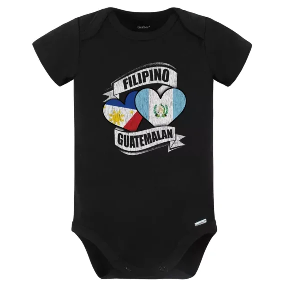 Baby Bodysuit BELLA CANVAS Filipino Guatemalan Hearts Philippines Guatemala Flags Baby Bodysuit