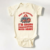 Baby Bodysuit BELLA CANVAS Firefighter Baby Onesie, Pack My Diapers I'M Going Firefighting With Daddy Baby Bodysuit, Firefighter Natural Baby Onesie