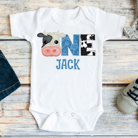 Baby Bodysuit BELLA CANVAS First Birthday Cow Shirt Or Bodysuit, Cow Birthday Shirt For Baby Boy, Barnyard 1St Birthday, Holy Cow I'M One, Farm Cow Themed Party