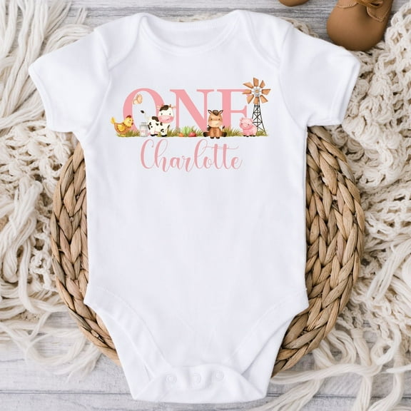 Baby Bodysuit BELLA CANVAS First Birthday Cow Shirt Or Bodysuit, Cow Birthday Shirt For Baby Girl, Barnyard Girls 1St Birthday, Holy Cow I'M One, Farm Cow Themed Party