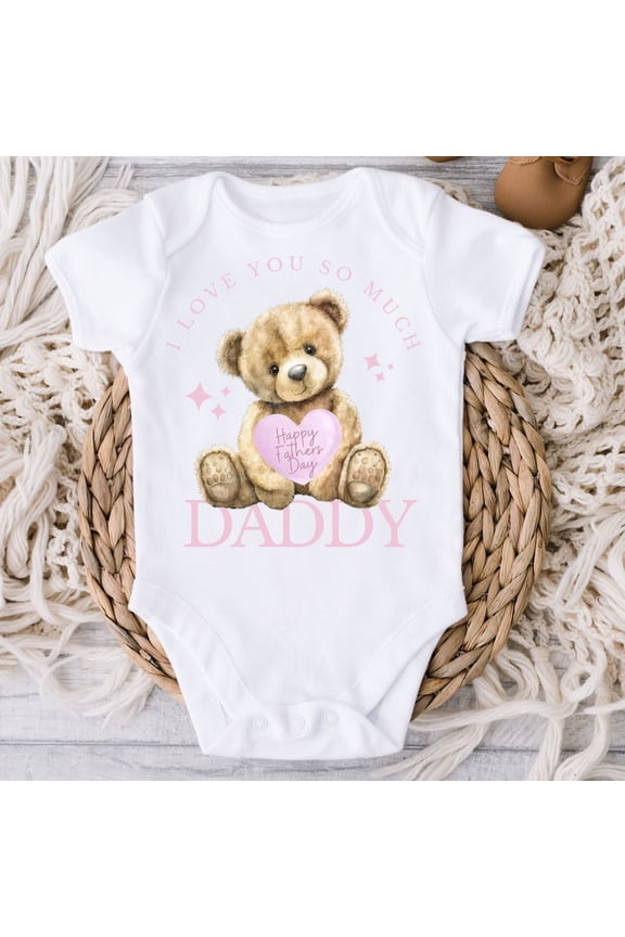 Baby Bodysuit BELLA CANVAS First Father'S Day Gift From Baby, Happy First Father'S Day Shirt Or Bodysuit, 1St Fathers Day Gifts, Dad Gift From Daughter, Teddy Bear Tee