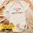 thumbnail image 1 of Baby Bodysuit BELLA CANVAS First Grand Baby Onesie, New Grandchild Baby Bodysuit, Retro Promoted To Grandparents Gift Onesies, New Grandchild Arrived Bodysuit,, 1 of 3